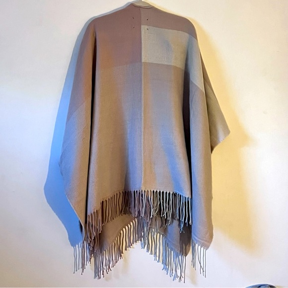 Soia & Kyo Womens Multicolor Colorblock Fringe Hem Open Front Poncho Sweater - Picture 4 of 12